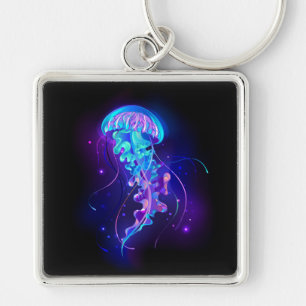 Vibrant Colour Glowing Jellyfish Key Ring