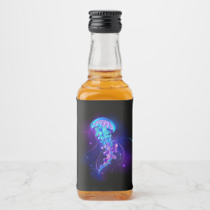 Vibrant Colour Glowing Jellyfish Liquor Bottle Label