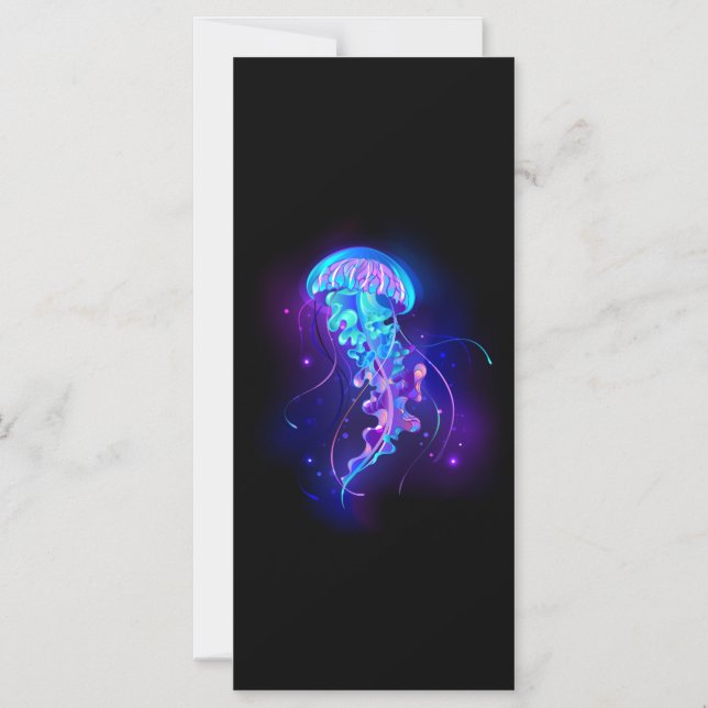Vibrant Colour Glowing Jellyfish Magnetic Invitation (Front)
