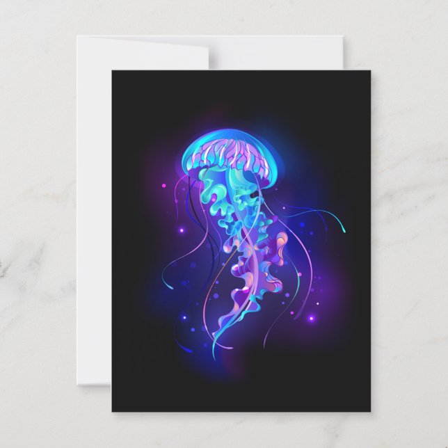 Vibrant Colour Glowing Jellyfish Magnetic Invitation (Front)