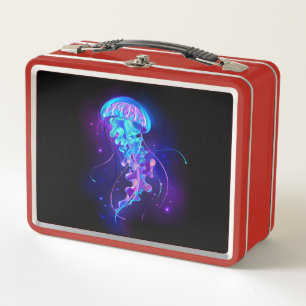 Vibrant Colour Glowing Jellyfish Metal Lunch Box