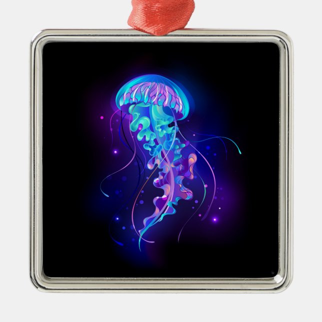 Vibrant Colour Glowing Jellyfish Metal Tree Decoration (Front)