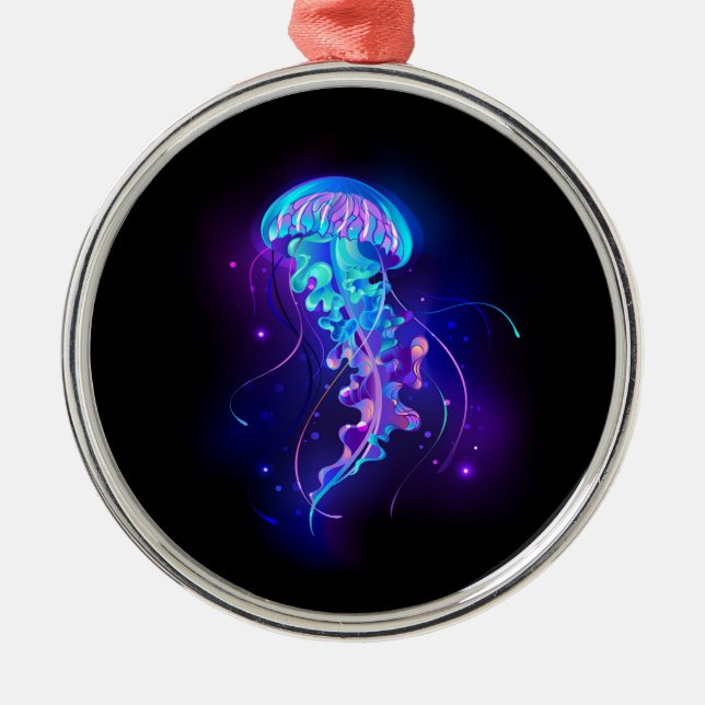 Vibrant Colour Glowing Jellyfish Metal Tree Decoration (Front)