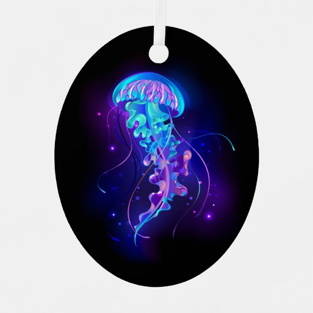 Vibrant Colour Glowing Jellyfish Metal Tree Decoration (Front)