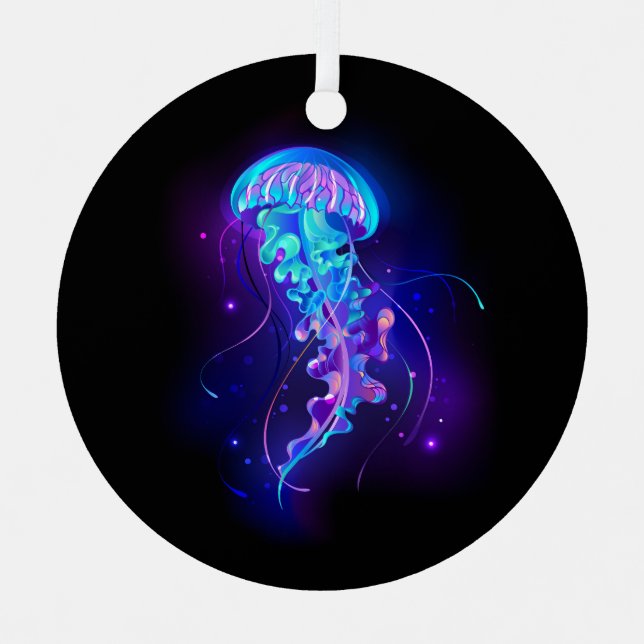 Vibrant Colour Glowing Jellyfish Metal Tree Decoration (Front)