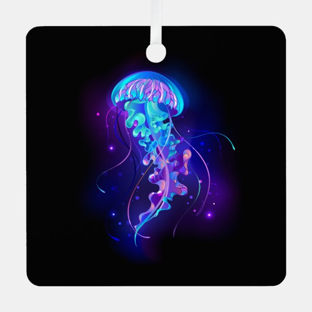 Vibrant Colour Glowing Jellyfish Metal Tree Decoration (Front)