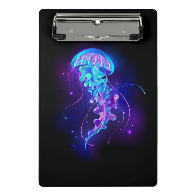 Vibrant Colour Glowing Jellyfish Mini Clipboard (Front)