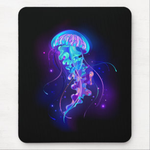 Vibrant Colour Glowing Jellyfish Mouse Mat