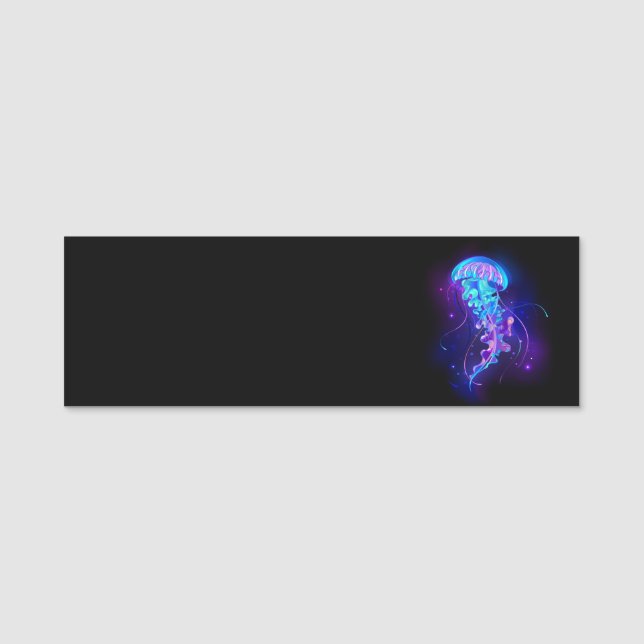 Vibrant Colour Glowing Jellyfish Name Tag (Front)