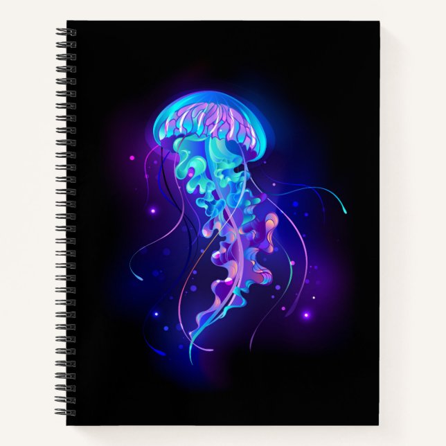 Vibrant Colour Glowing Jellyfish Notebook (Front)