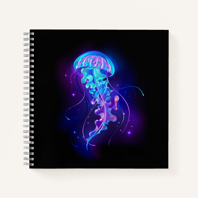 Vibrant Colour Glowing Jellyfish Notebook (Front)