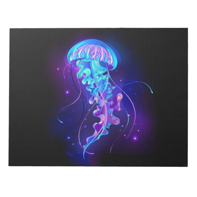 Vibrant Colour Glowing Jellyfish Notepad (Front)