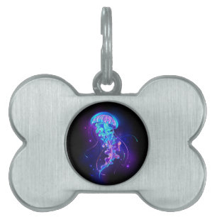 Vibrant Colour Glowing Jellyfish Pet ID Tag