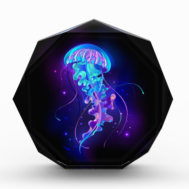 Vibrant Colour Glowing Jellyfish Photo Block (Front)