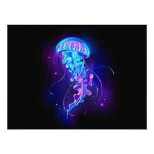 Vibrant Colour Glowing Jellyfish Photo Print