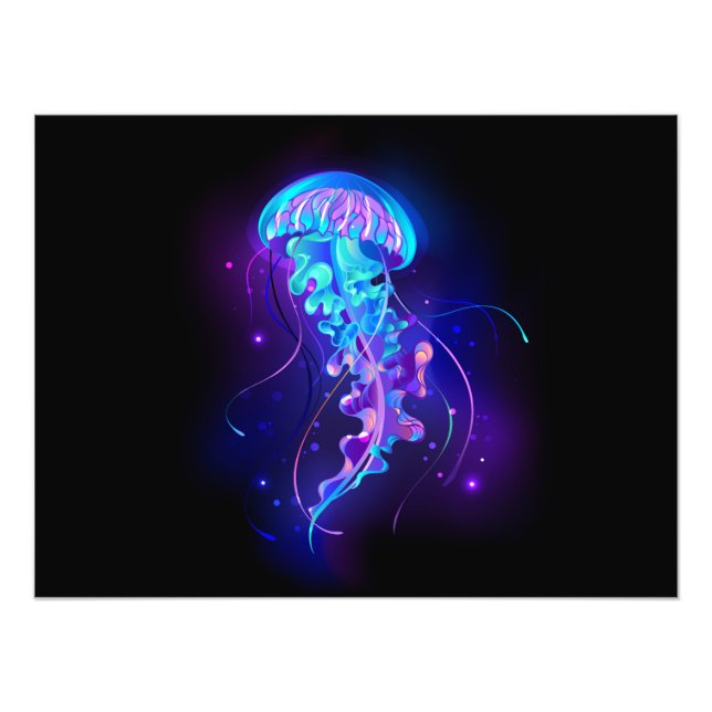 Vibrant Colour Glowing Jellyfish Photo Print (Front)