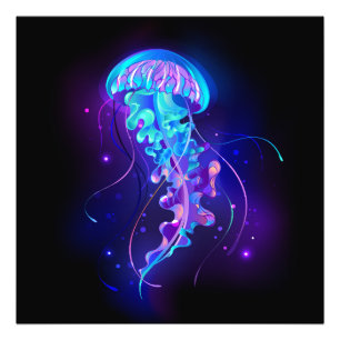Vibrant Colour Glowing Jellyfish Photo Print