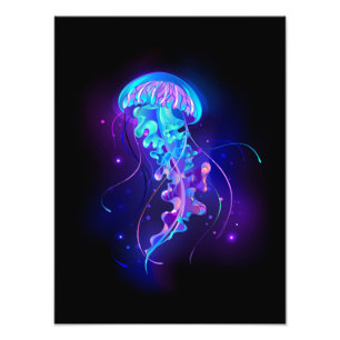 Vibrant Colour Glowing Jellyfish Photo Print
