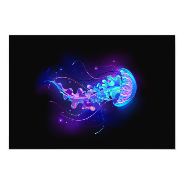 Vibrant Colour Glowing Jellyfish Photo Print (Front)