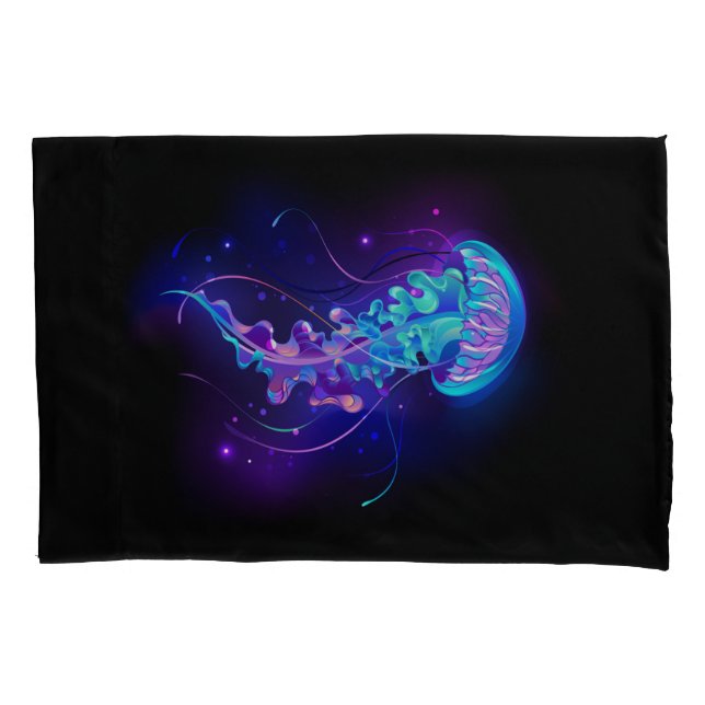 Vibrant Colour Glowing Jellyfish Pillowcase (Front-Left)