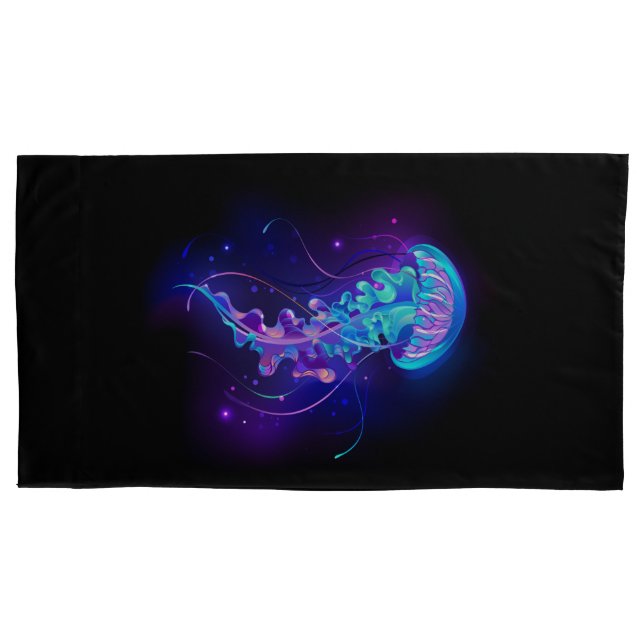 Vibrant Colour Glowing Jellyfish Pillowcase (Front)