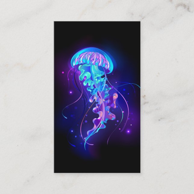 Vibrant Colour Glowing Jellyfish Place Card (Front)