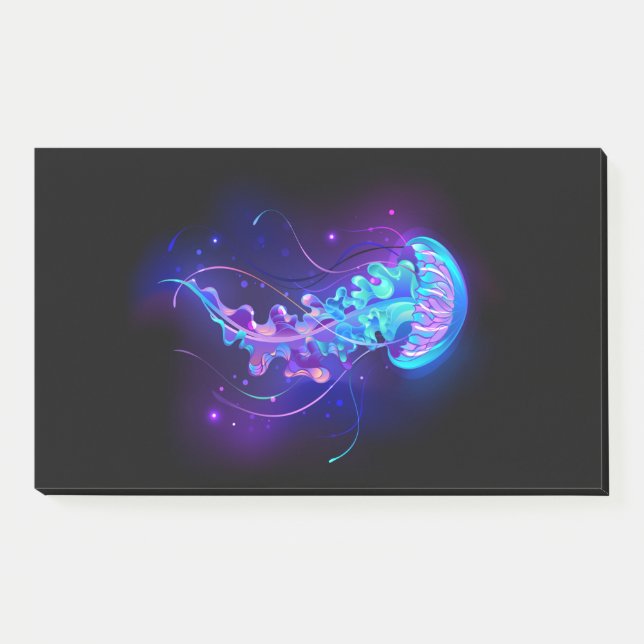 Vibrant Colour Glowing Jellyfish Post-it Notes (Front)