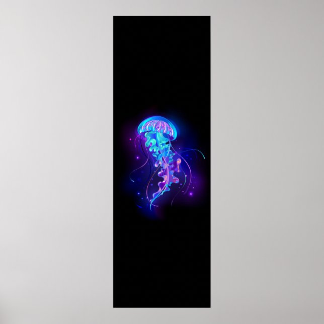 Vibrant Colour Glowing Jellyfish Poster (Front)