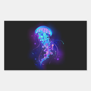 Vibrant Colour Glowing Jellyfish Rectangular Sticker