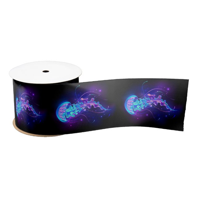 Vibrant Colour Glowing Jellyfish Satin Ribbon (Spool)