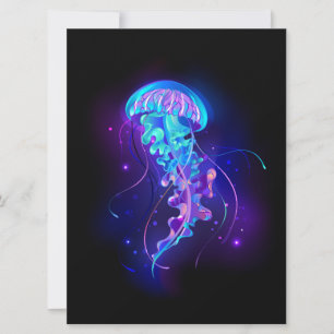 Vibrant Colour Glowing Jellyfish Save The Date