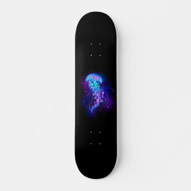 Vibrant Colour Glowing Jellyfish Skateboard (Front)