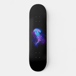 Vibrant Colour Glowing Jellyfish Skateboard