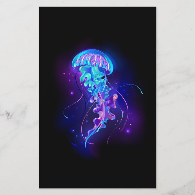 Vibrant Colour Glowing Jellyfish Stationery (Front)