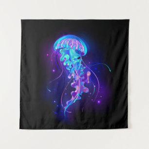 Vibrant Colour Glowing Jellyfish Tapestry