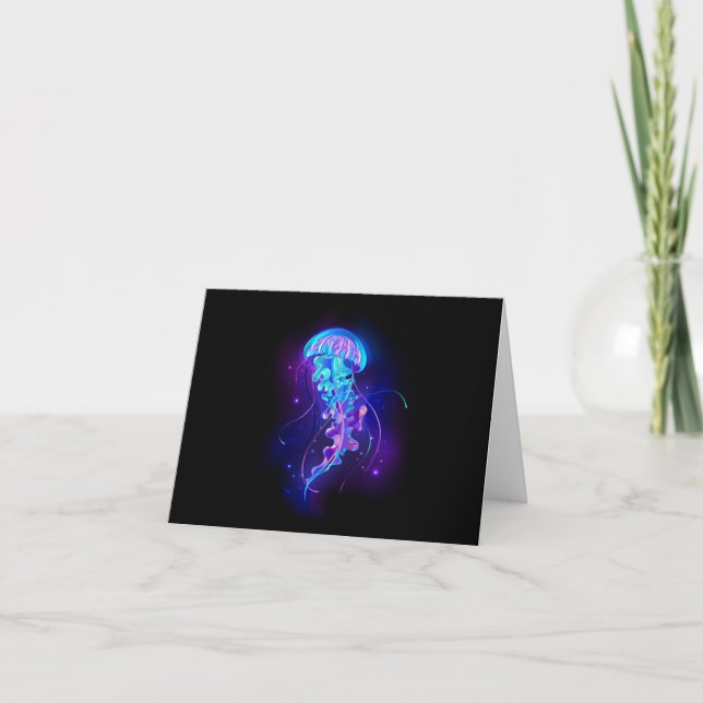 Vibrant Colour Glowing Jellyfish Thank You Card (Front)