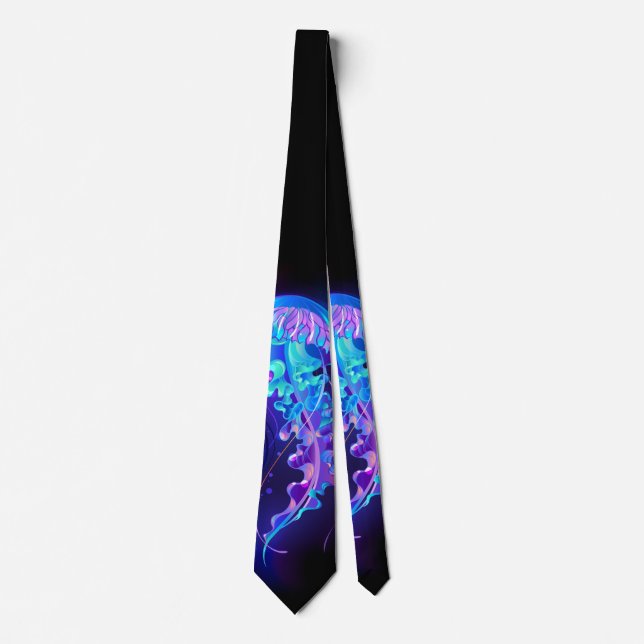 Vibrant Colour Glowing Jellyfish Tie (Front)