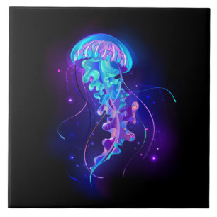 Vibrant Colour Glowing Jellyfish Tile
