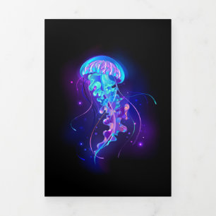 Vibrant Colour Glowing Jellyfish Tri-Fold Invitation