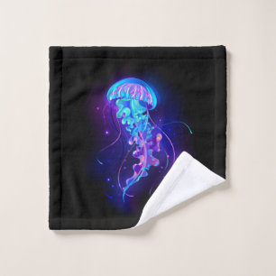 Vibrant Colour Glowing Jellyfish Wash Cloth
