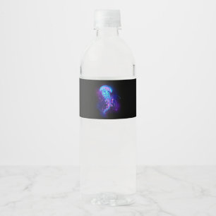 Vibrant Colour Glowing Jellyfish Water Bottle Label