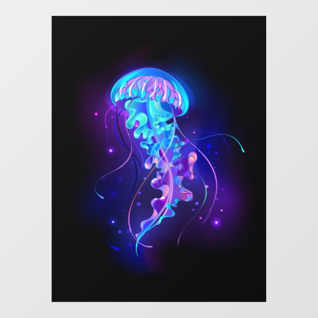 Vibrant Colour Glowing Jellyfish Window Cling (Sheet)
