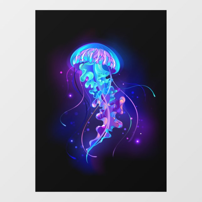 Vibrant Colour Glowing Jellyfish Window Cling (Sheet)