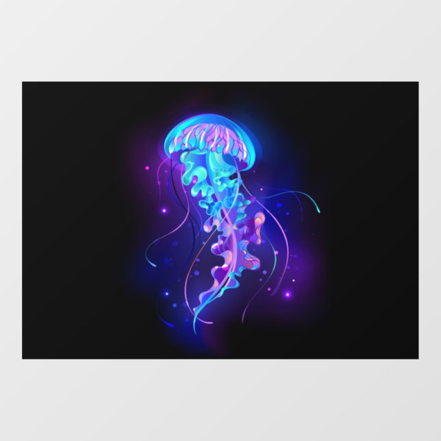 Vibrant Colour Glowing Jellyfish Window Cling (Sheet)