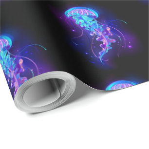 Vibrant Colour Glowing Jellyfish Wrapping Paper