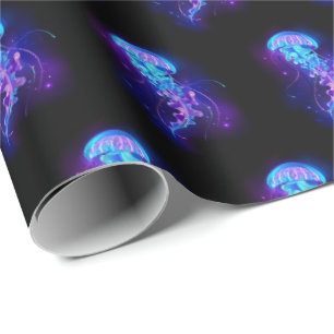 Vibrant Colour Glowing Jellyfish Wrapping Paper