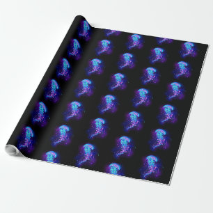 Vibrant Colour Glowing Jellyfish Wrapping Paper