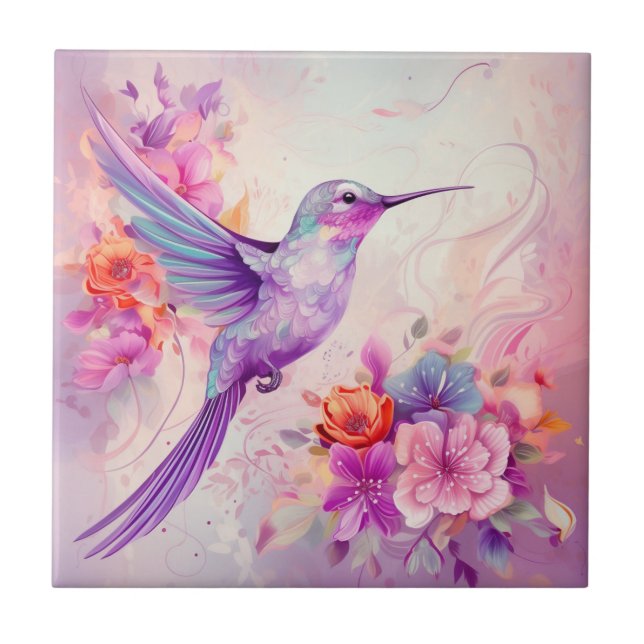 Vibrant Colour Hummingbird Tile (Front)