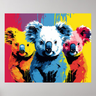 Vibrant colour Koala Bears Art Poster