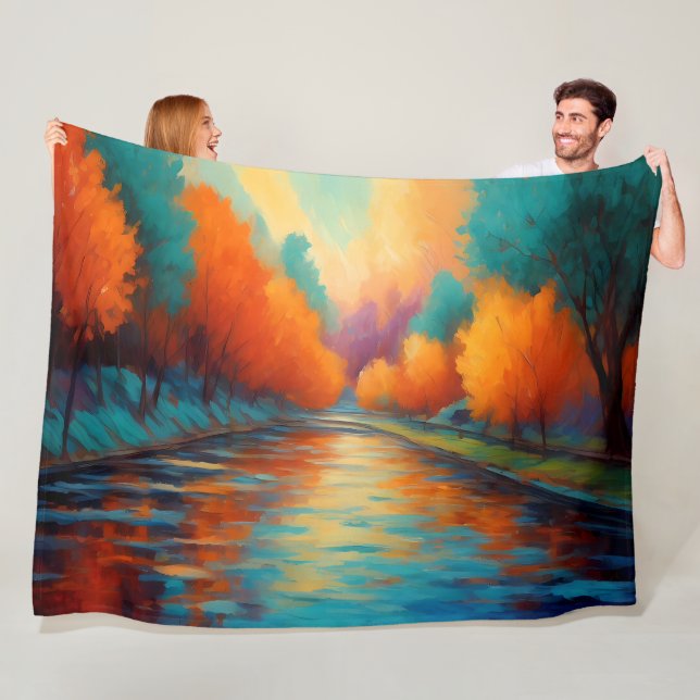 Vibrant Colour Landscape Fauvism Impressionist Fleece Blanket (In Situ)